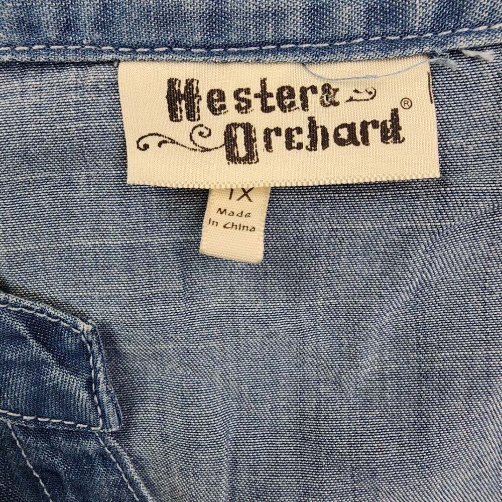 Hester & Orchard Blue Tencel Sharkbite Hem Tunic Top Boho Coastal Western 1X - Picture 3 of 7